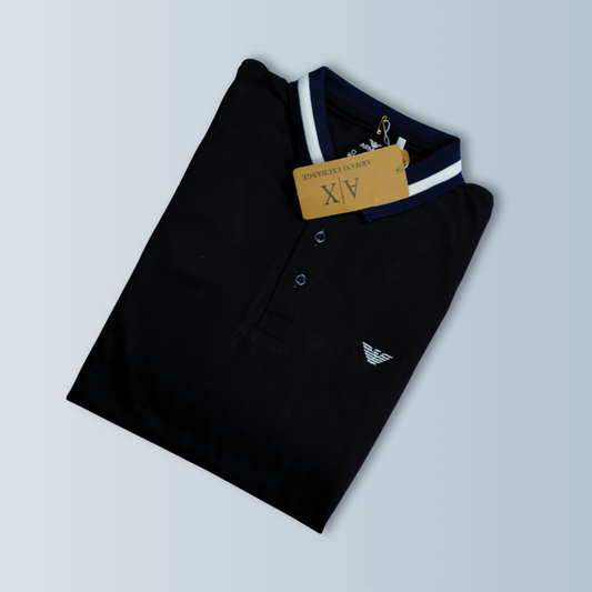 Black Polo Shirt With Micro Eagle