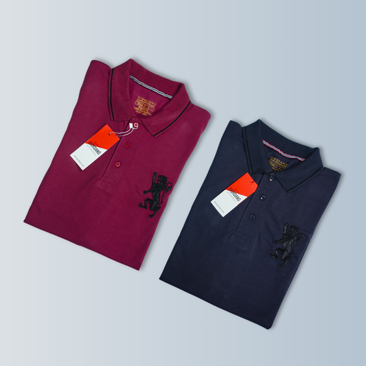 Pack Of 2 Polo Shirts (Maroon & Midnight Blue)