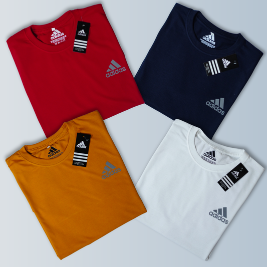 Crew Neck Pack Of 4 T Shirts (Navy, Red, Mustard White)
