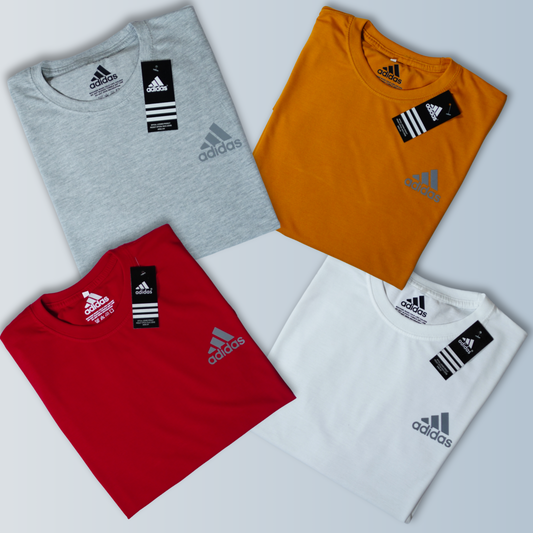 Crew Neck Pack Of 4 T Shirts (Grey, Red, Mustard White)