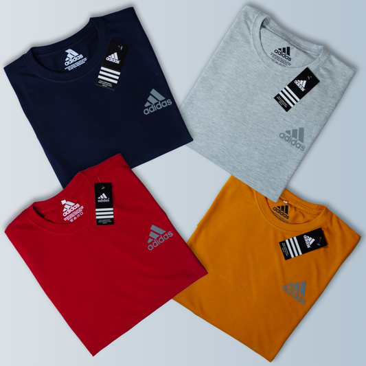 Crew Neck Pack Of 4 T Shirts (Navy, Gray, Red, Mustard)